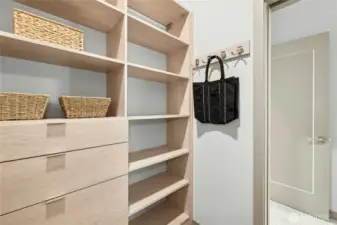 The walk-in closet in the primary suite.