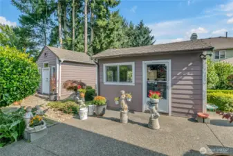 Outside shed and "she-shed"