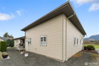 This photo shows the rear of the garage and the back door from the heated shop area.