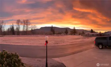 This home is one of few with an open view of the mountains and pastures. Imagine walking out the front door to this late fall sunrise...