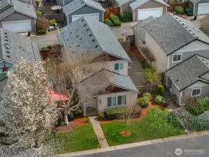 Overhead view showcasing the brand new roof on this home