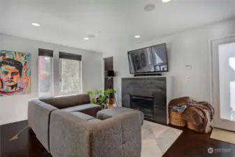 Main floor living space with gas fireplace