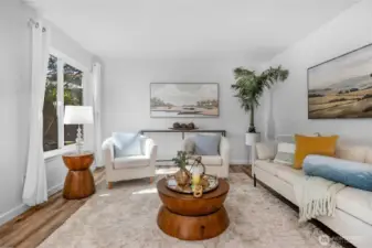 This is a ground floor end unit with no neighbors on 3 sides of your one level condo. Notice the updated vinyl double pane windows that were added throughout the condo.