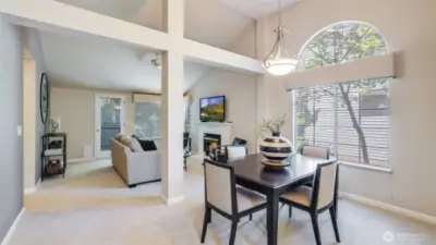 As you stand in the entry you see the spacious dining room also with extra tall ceilings and a very open feeling.