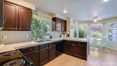 All appliances remain with the home.  It is vacant and staged and for a quick closing.