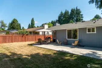 Large fenced backyard