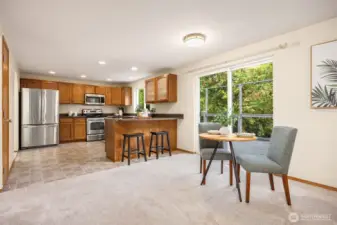 Breakfast table in the greatroom space.