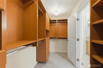 Walk-in closet with custom shelving