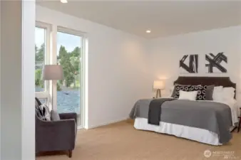 Primary bdrm larger unit, photo when staged