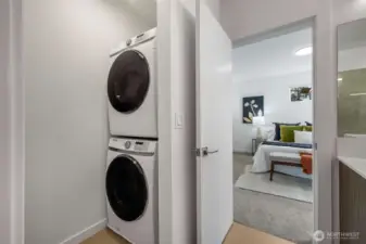 Laundry in the primary bathroom