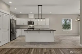 Open kitchen with great storage and island