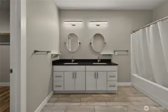Nice and open primary bath with double sinks