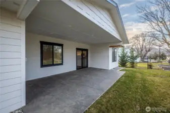 Oversized covered stamped concrete patio