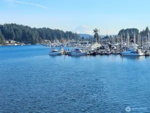 On-the-water view of Murphy’s Landing Marina in downtown Gig Harbor — protected Puget Sound harbor setting.