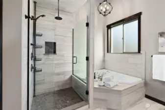 Primary Walk in Shower & Soaking Tub