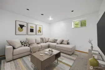 Virtually staged Bonus room with French Doors as Multi Media room option