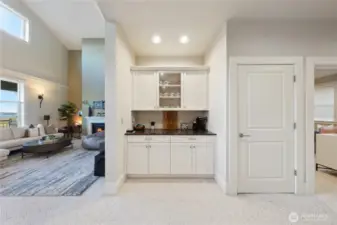 Bar area and door to laundry.