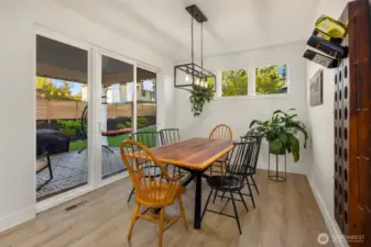 Lovely dining room overlooking patio and back yard