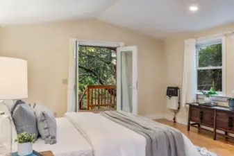 French doors lead onto private deck.