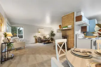 Living space nice and open flowing from the dining area