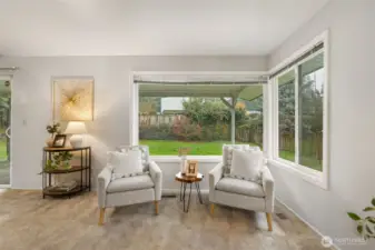 Good sized area in the living room with big windows