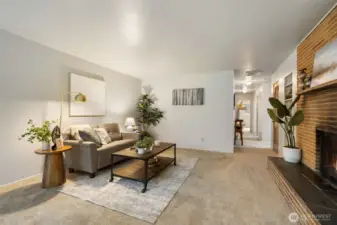 Fireplace on the right