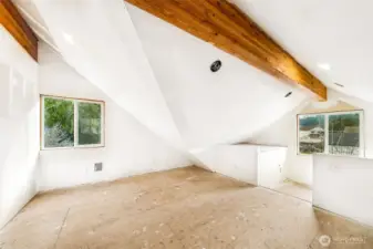 Upstairs is roughed in & plumbed for a bathroom-so many possibilities!