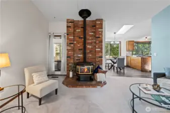 Bonus room with gas fireplace through entry