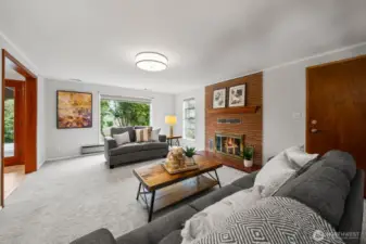 Downstairs living room- Door to the right goes out to driveway.