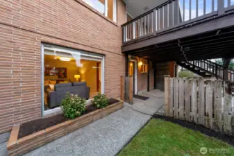 Window of lower level living space.