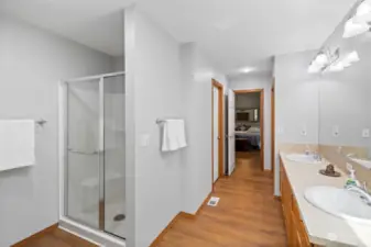 Primary bathroom with walk-in shower privately positioned! Well lit and plenty of room!
