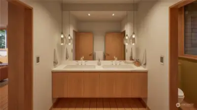 Guest house bathroom example rendering