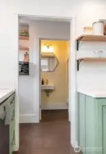 View to Pantry and Remodeled 3/4 Bath