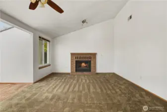 Family Room with Wood Burning Fireplace