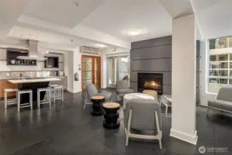 Community room with movie theater.