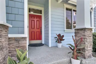 Covered front porch. ADT alarm system, and RING doorbell for modern security.