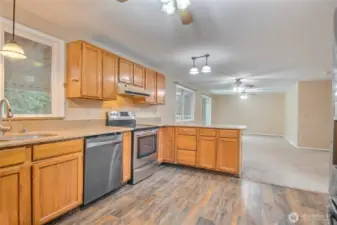 Kitchen facing towards the family room