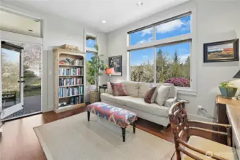 The Den/office is off of the main hall and could also be a 3rd bedroom.  has a door to a private patio.