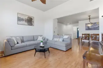 View from the living room an dining area directly behind.