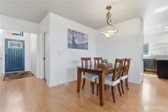 The dining room is spacious enough to easily accommodate seating for 6.