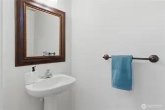 The powder bath is located near the entry for all your guests.