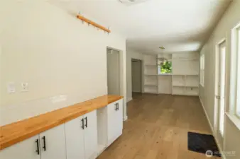 Dining area seen from kitchen; door to main deck on right