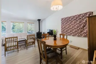 Second dining area & view into living area.