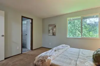 Primary bedroom with access to hall bath.