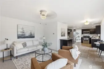 Family room open to kitchen