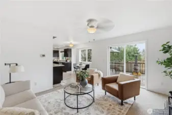 Family room with slider to back deck