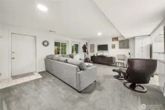 Lower level ADU completed with living room and kitchen, 1 bedroom and a full bath.