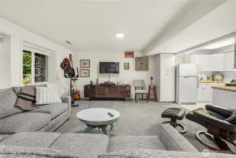 Lower level ADU completed with living room and kitchen, 1 bedroom and a full bath.