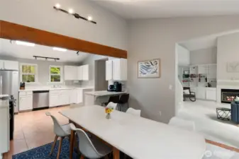 Kitchen with view of Living Room.
