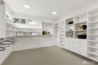 Primary closet with custom storage
